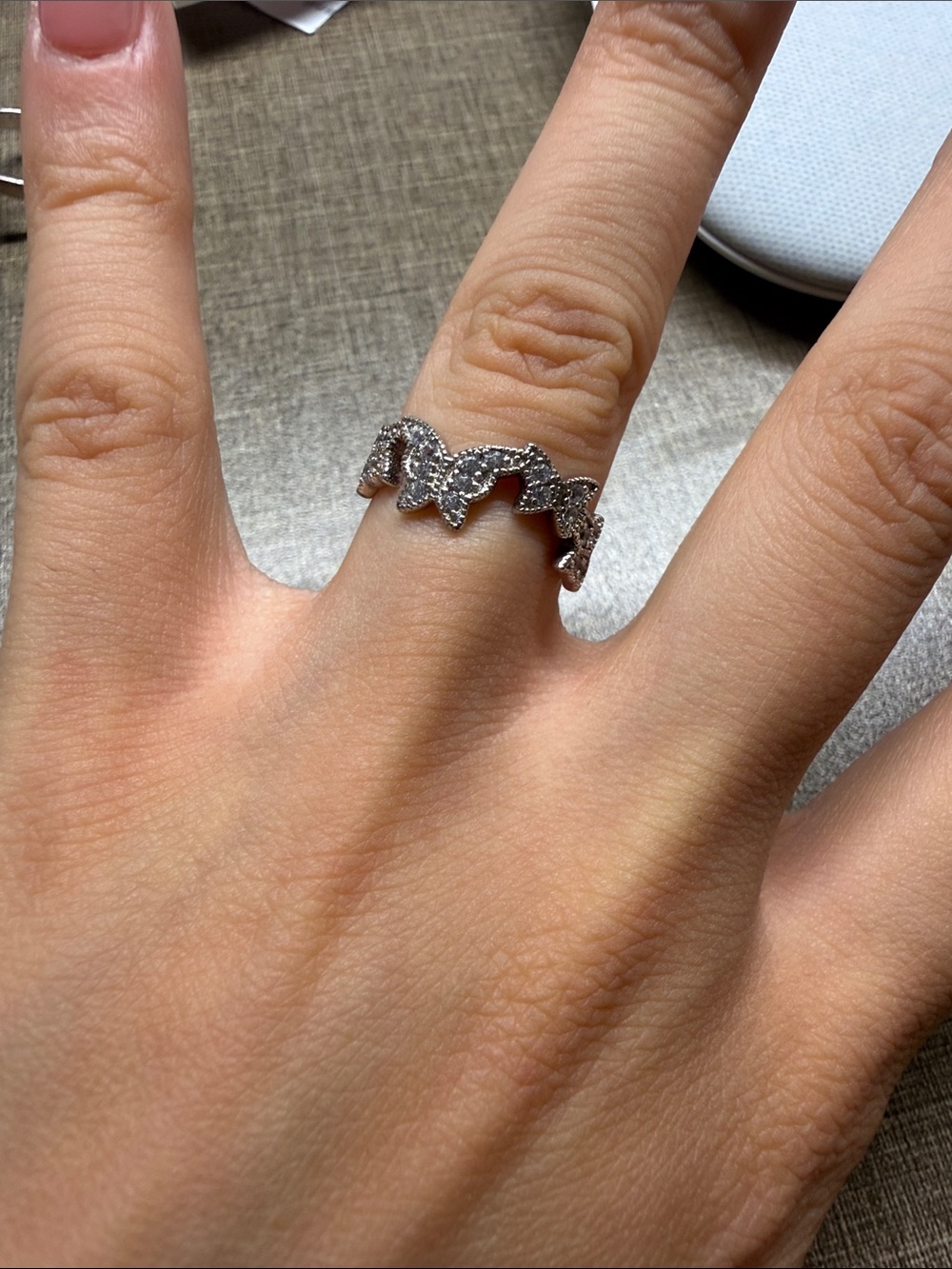 Sterling butterfly CZ Band Ring in Silver